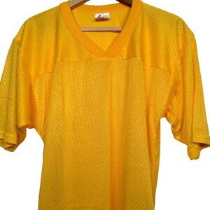 Vintage Majestic Football Jersey Youth XL Gold Yellow V Neck Mesh USA Made